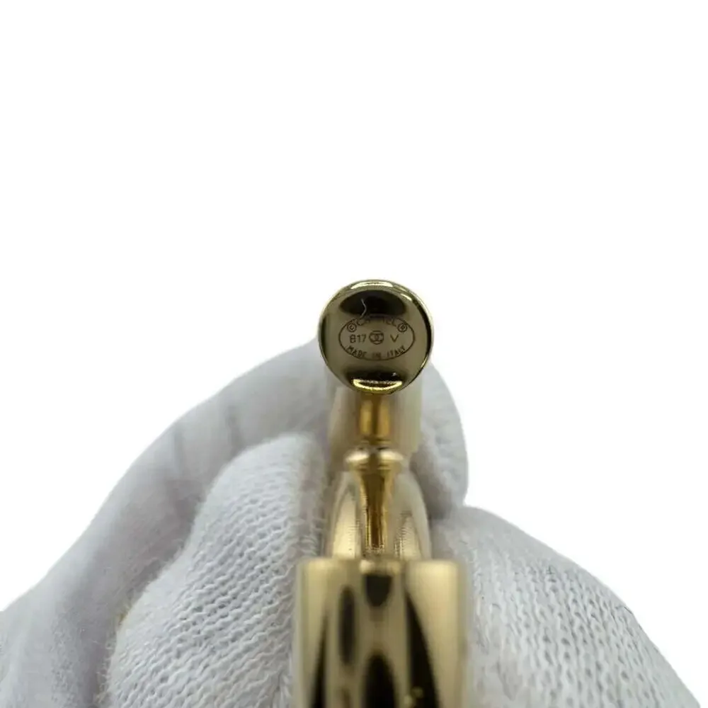 CHANEL Authentic Gold Logo Earrings
